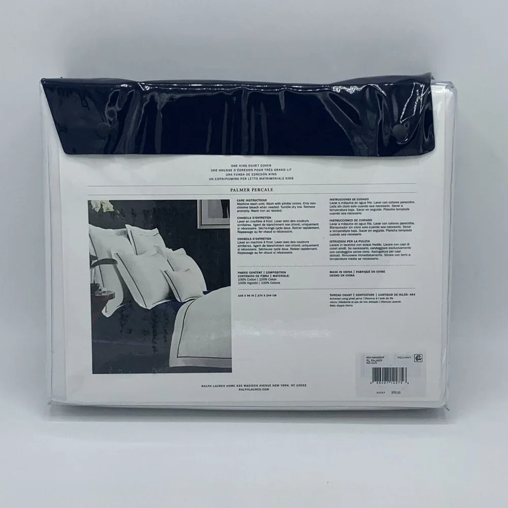 Ralph Lauren Palmer Percale King Duvet Cover Flat Sheet Pillowcases in Polo Navy